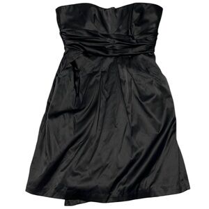 Y2K Mystic Black Satin Strapless Mini Dress